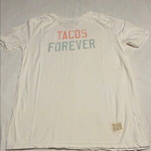 Original Retro Brand White Graphic T-Shirt with Tacos Forever Print